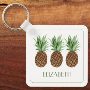 Porte-clés Ananas tropicaux Preppy Personnalisé