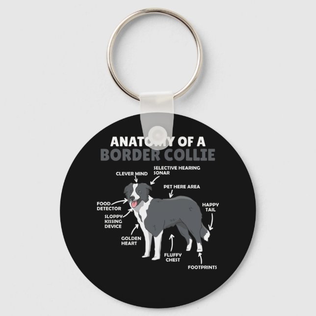 Porte-clés Anatomie D'Une Frontière Collie Chien Funny Chiot (Recto)