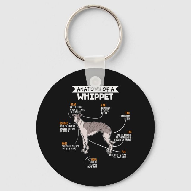 Porte-clés anatomy of a whippet dog funny dog log (Recto)
