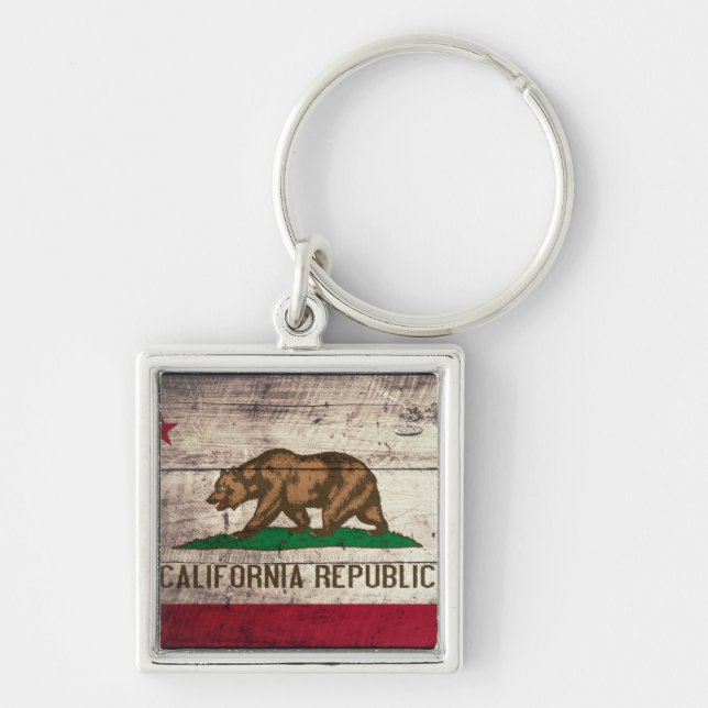Porte-clés Ancien drapeau de la Californie en bois (Devant)