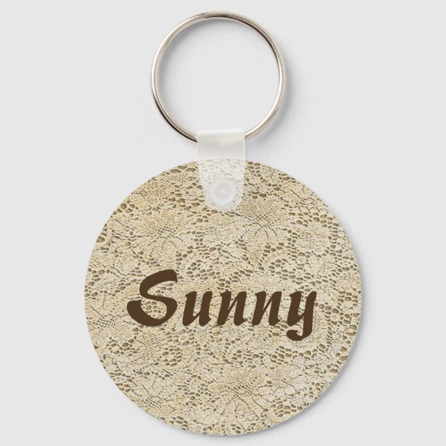 Porte-clés Ancien motif floral en dentelle au crochet + vos i (Recto)