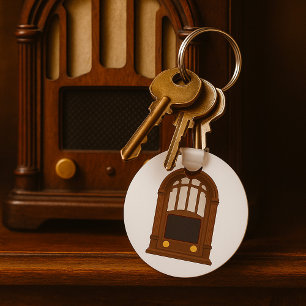 Porte-clés Ancien poste de radio à tubes en bois antique stér
