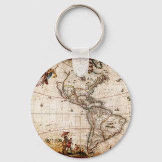 Porte-clés Ancienne carte du continent américain