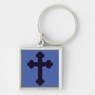 Porte-clés Ancienne croix chrétienne violette