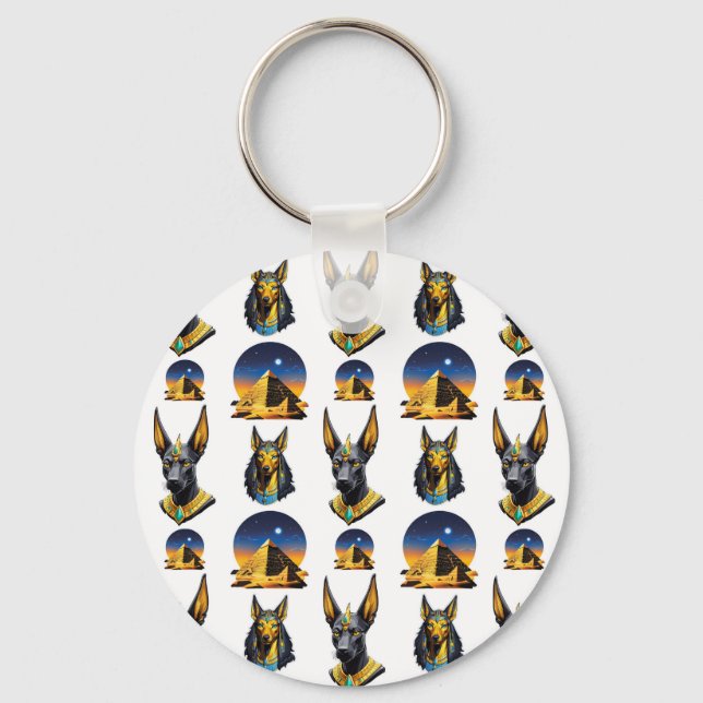 Porte-clés Ancienne Egypte Pyramide Anubis Motif Design (Recto)