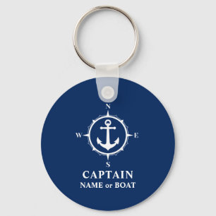 Porte-clés Ancre Compass Nom du capitaine Bateau Photo Retour