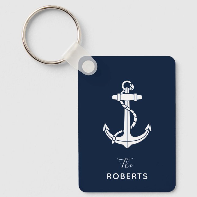 Porte-clés Ancre de bateau et script de nom personnalisé naut (Recto)