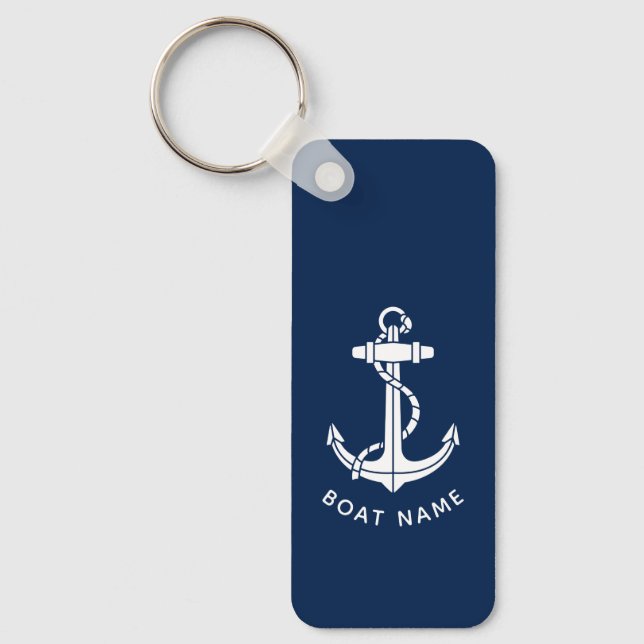 Porte-clés Ancre de bateau moderne et nom de capitaine (Recto)
