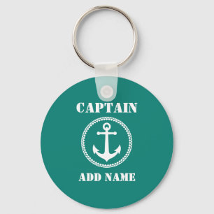 Porte-clés Ancre de mer Capitaine Ajouter un nom ou un nom de