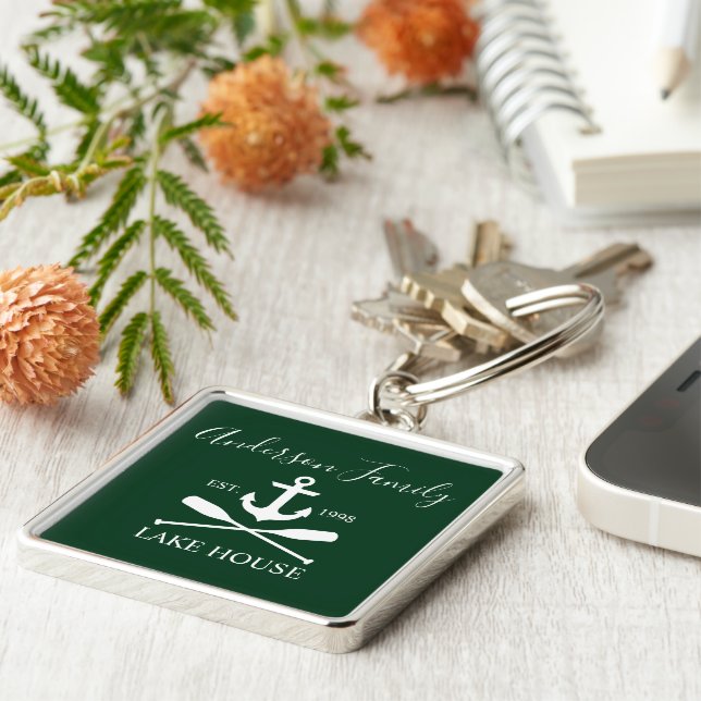 Porte-clés Ancre Nautical Lake House Oars Family Green (Côté)