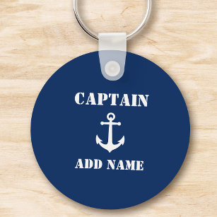 Porte-clés Ancre nautique vintage avec le nom du capitaine ou