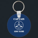 Porte-clés Ancre & Ors Nom du capitaine ou nom du bateau Mari<br><div class="desc">Ancre nautique et aviron Capitaine Ajouter un nom ou un nom de bateau Porte - clé bleu</div>