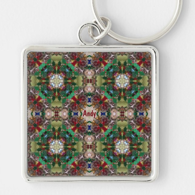 Porte-clés ANDY Personnalisé ~ Christmas Green Red ~ (Devant)