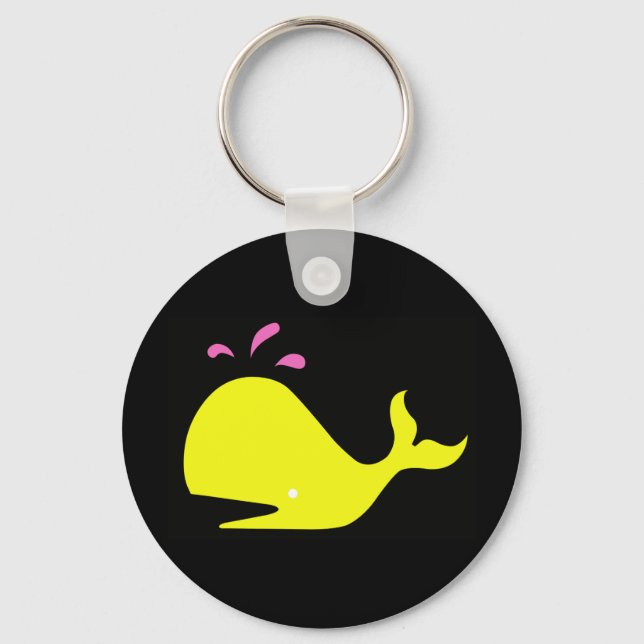 Porte-clés Andy Whale Célibataires_jaune, rose sur noir (Recto)
