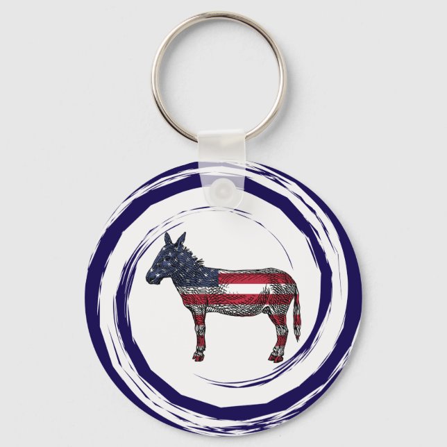 Porte-clés Âne rouge blanc bleu patriotique (Recto)