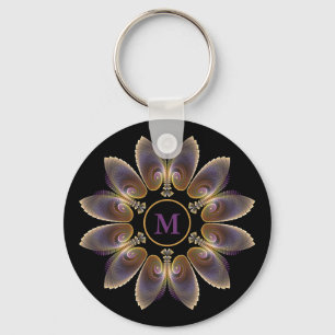 Porte-clés Ange Abstraite ailes Mandala Monogramme fractal