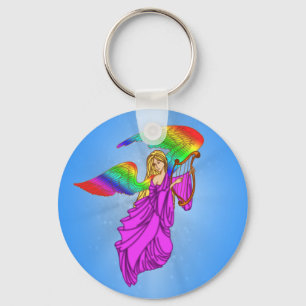 Porte-clés Ange avec des ailes d'arc-en-ciel