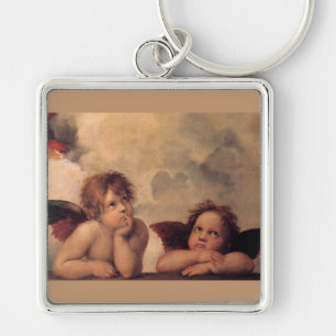 Porte-clés ange foi Raphaël vintage vieille peinture bénédict