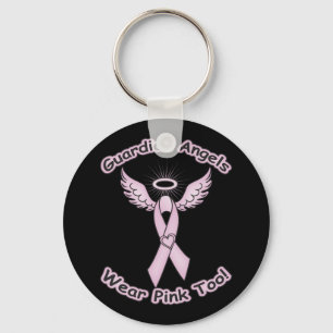 Porte-clés Ange gardien rose de ruban