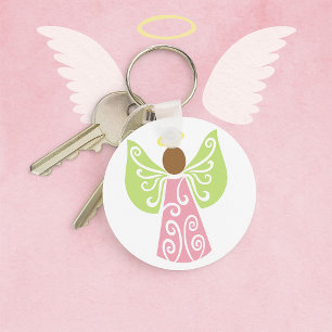 Porte-clés Ange rose Verte Ailes Vertes Spirituel Décoratif