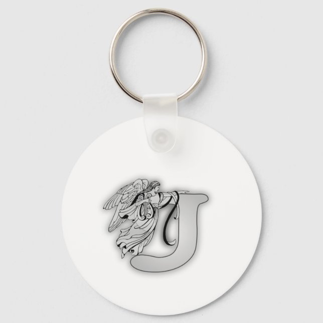Porte-clés Angel Alphabet J Initial Monogram (Recto)