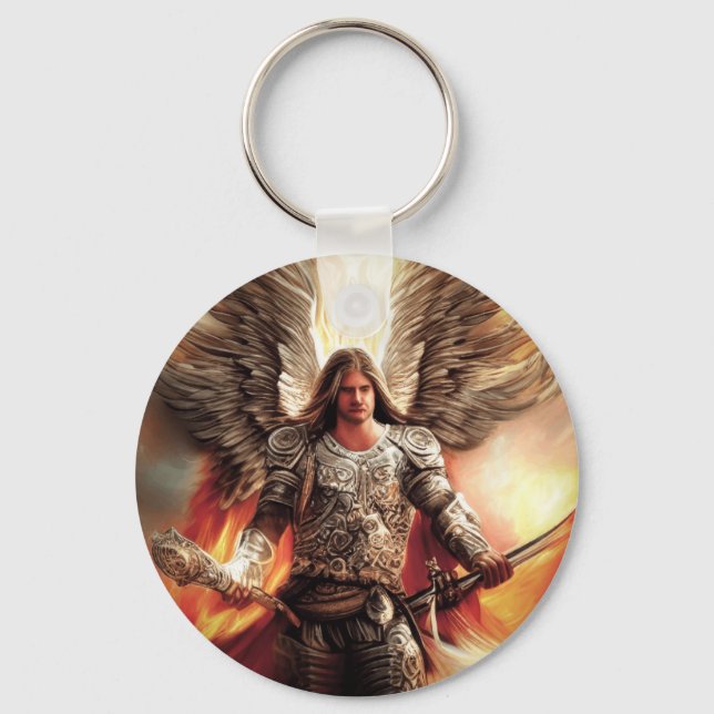 Porte-clés Angel De Protection En Aquarelle Armor Orange (Recto)