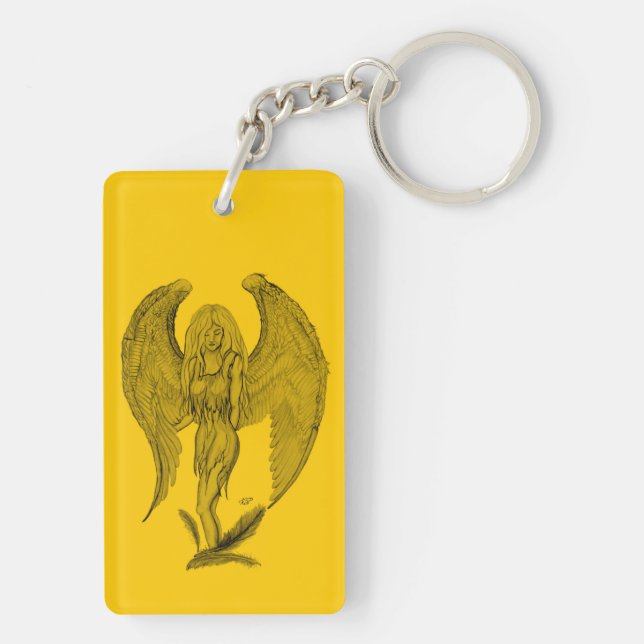 Porte-clés Angel - Design noir et jaune (Dos)