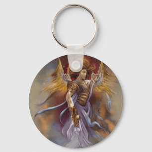 Porte-clés Angel Guerrier De Protection En Aquarelle Lavande
