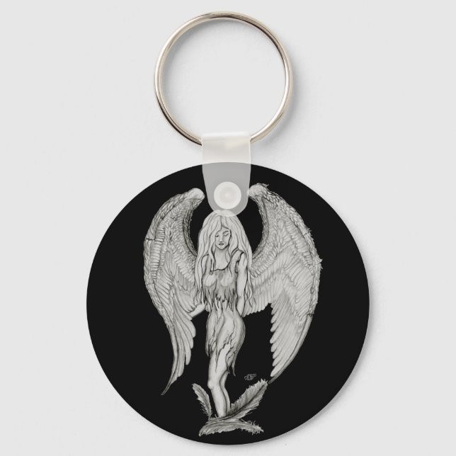 Porte-clés Angel noir et blanc (Recto)