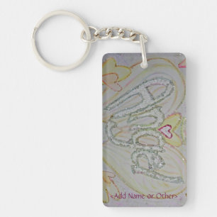 Porte-clés Angel Wings Word Heart Keychain - Texte personnali
