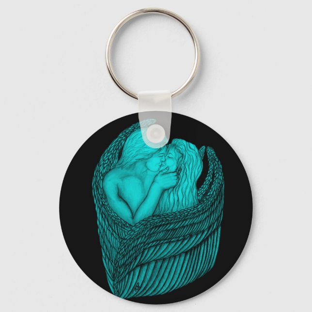 Porte-clés Angels Kissing, noir et vert Design (Recto)