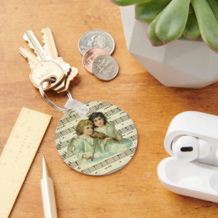 Porte-clés Anges de Noël victoriens Violon et Partition