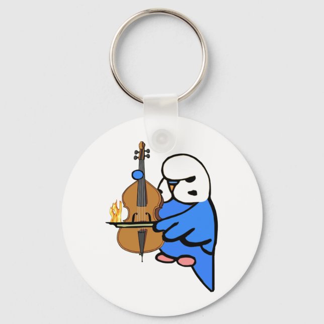 Porte-clés Anglais Budgie Joue Bass Cello (Recto)