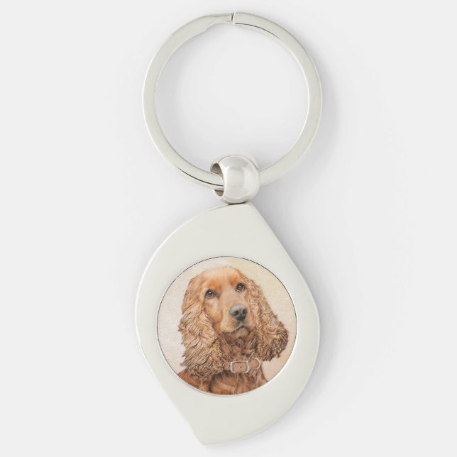Porte-clés Anglais Cocker Peinture Espagnole - Art Chien orig (Devant)