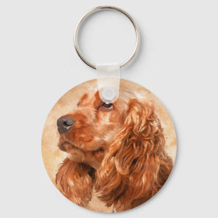 Porte-clés Anglais Cocker Spaniel Chien Art numérique