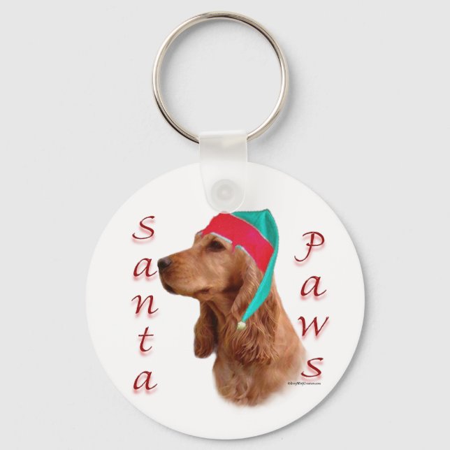Porte-clés Anglais Cocker Spaniel (rouge) Père Noël Paws (Recto)