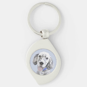 Porte-clés Anglais Setter Blue Belton Peinture Chien Art