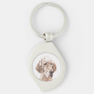 Porte-clés Anglais Setter Orange Belton Peinture Chien Art