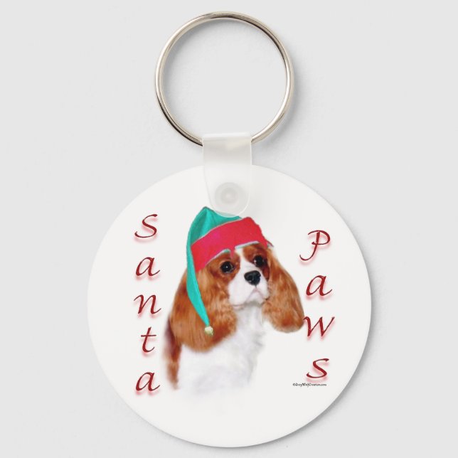 Porte-clés Anglais Toy Spaniel Père Noël Paws (Recto)