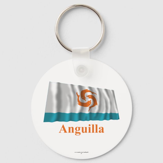 Porte-clés Anguilla Waving Local Flag with Name (Recto)