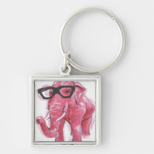 Porte-clés Animal Dapper | Eléphant Rose Dans Les Lunettes De (Devant)