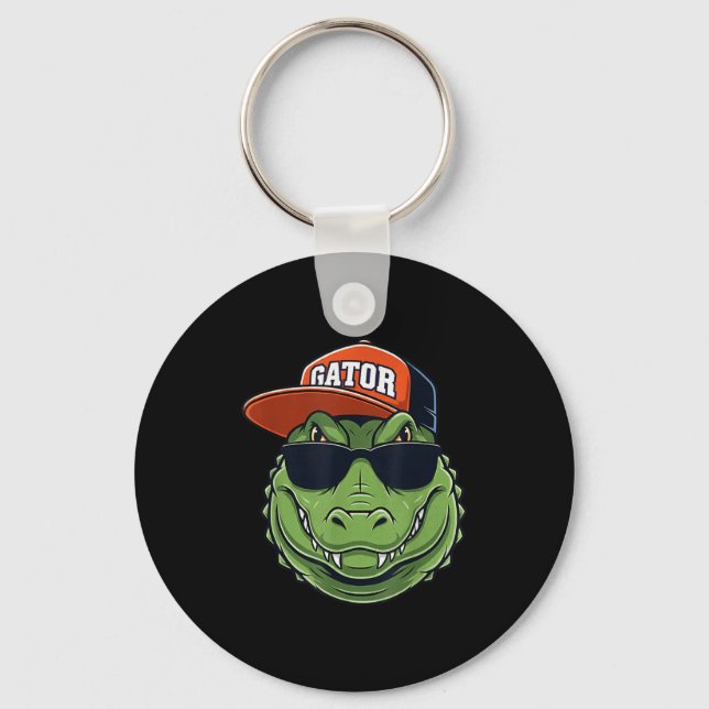 Porte-clés Animal graphique de crocodile cool avec casquette  (Recto)