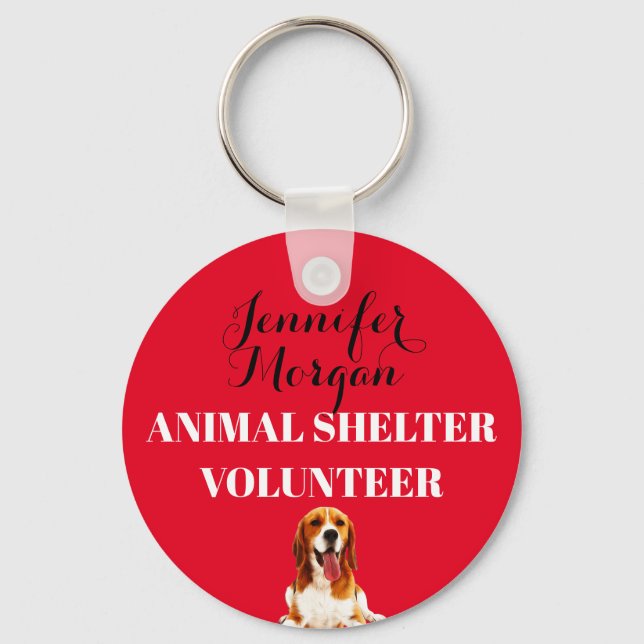 Porte-clés Animal Shelter Volunteer nom personnalisé badge ro (Recto)