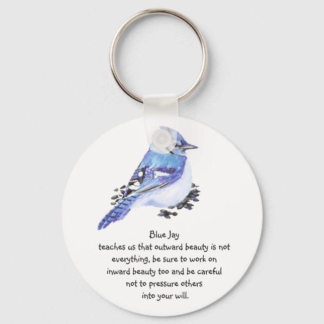 Porte-clés Animal Totem Blue Jay Inspiration Nature Guide (Recto)