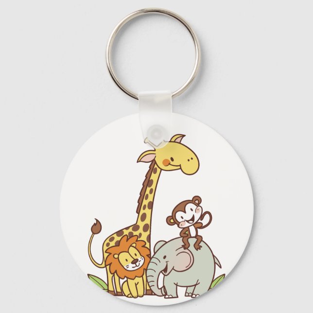 Porte-clés Animaux caricaturaux mignons - Giraffe, Lion & Sin (Recto)