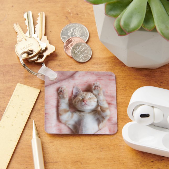 Porte-clés Animaux de bébés cutest | Minuscule chaton rayé or (Bureau)