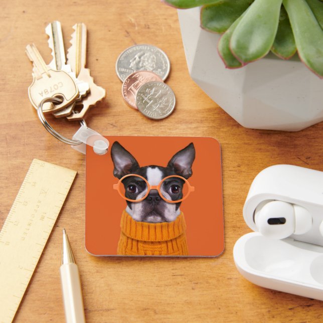 Porte-clés Animaux de bébés cutest | Orange Boston Terrier (Bureau)