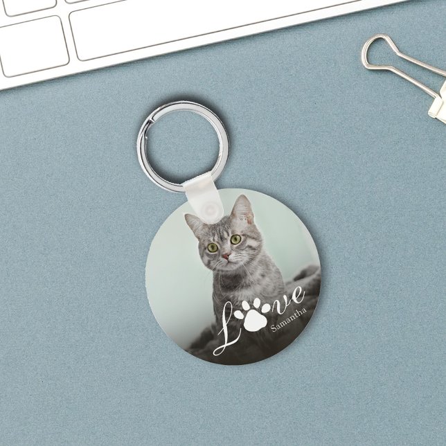 Porte-clés Animaux de compagnie Photo Lote personnalisée (Kitty Cat Photo Custom Keychain. )