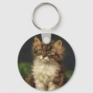 Porte-clés Animaux de compagnie vintage, chaton tigré rayé mi