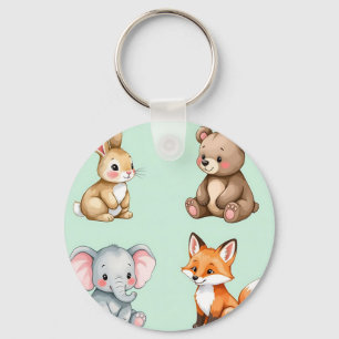 Porte-clés Animaux de la forêt adorables bébé aquarelle paste